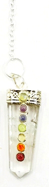 Cristal pendule pointe perle 7 chakras