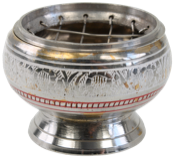 Brûle encens laiton argenté haut avec grille